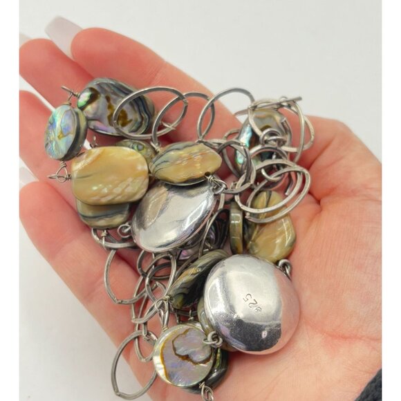 Sterling Silver & Abalone Shell Necklace 925 - Picture 6 of 6